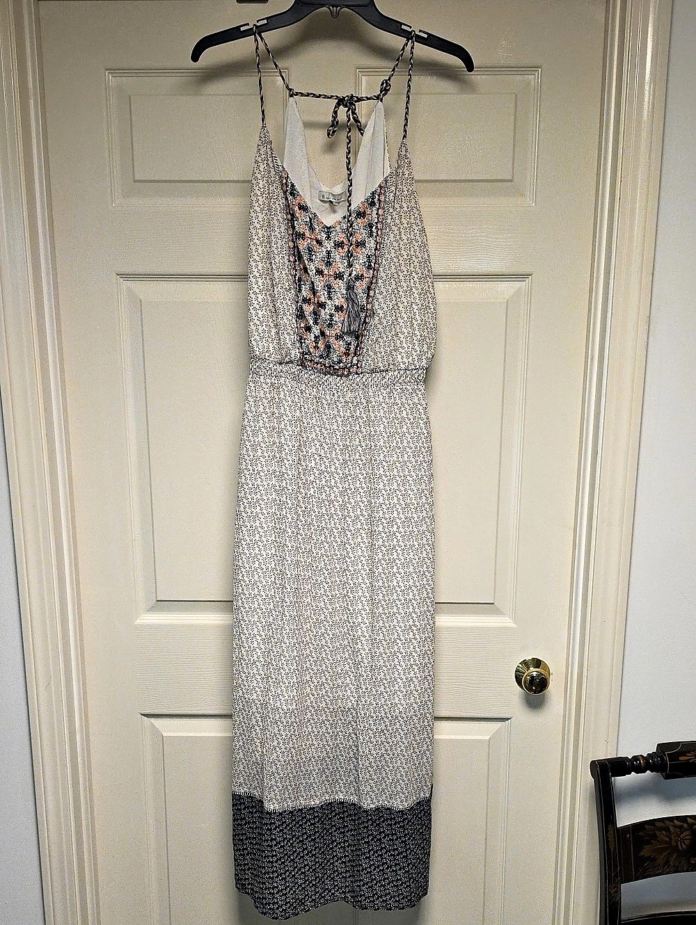 Free People Floral Maxi Dress in White & Blue Size XS